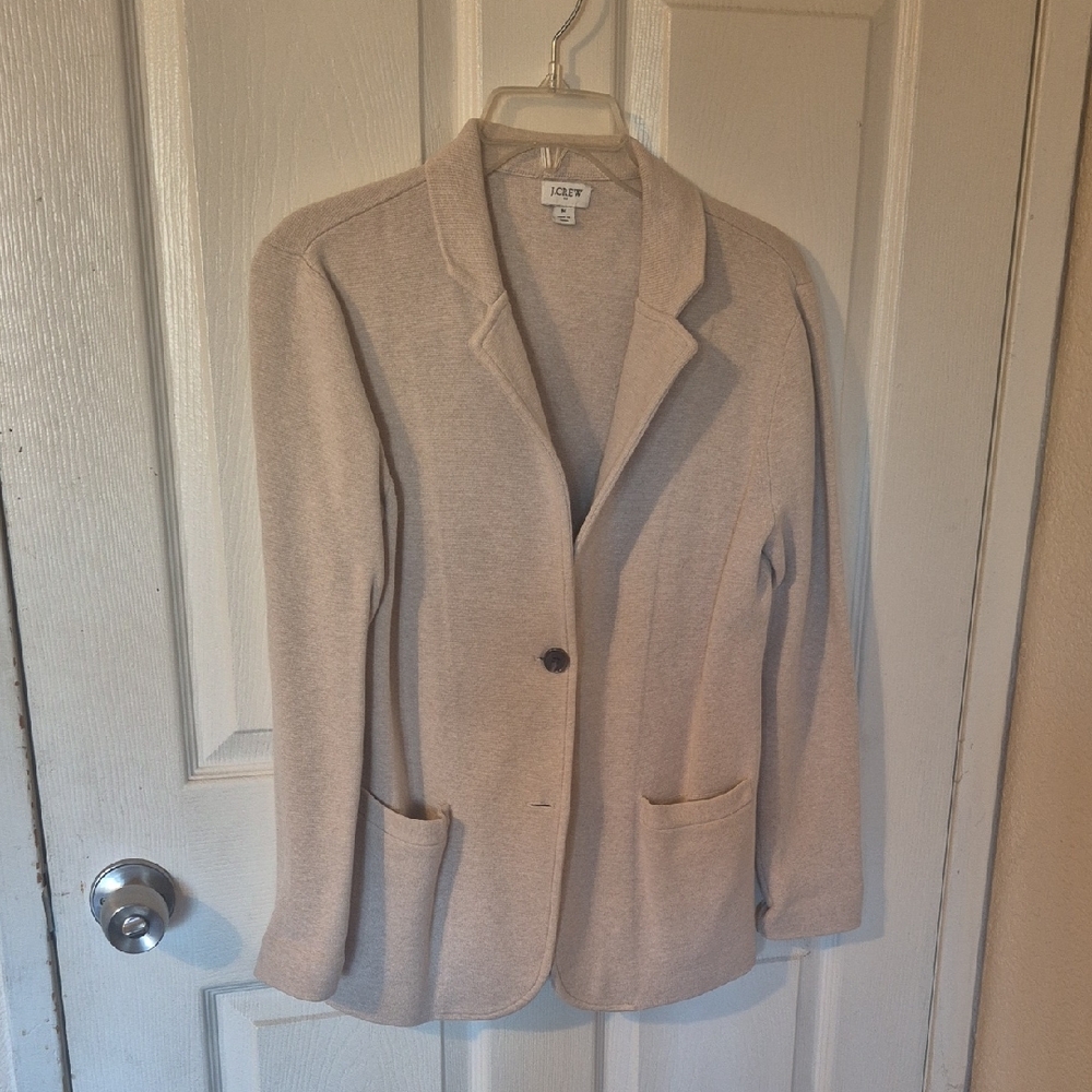 J. Crew Cream Blazer Relaxed Fit Notched Lapels